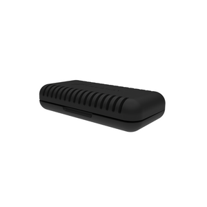 Closed side view of black FRESH3Y. A vented Scent Pod air freshener container with Scent Pad for the Tesla Model 3 and Y